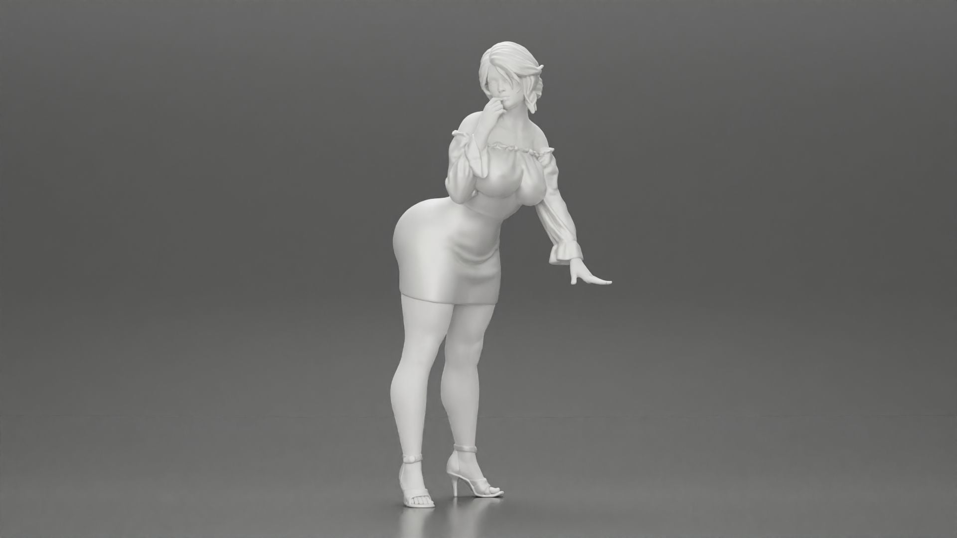 big Butt girl leaning on car