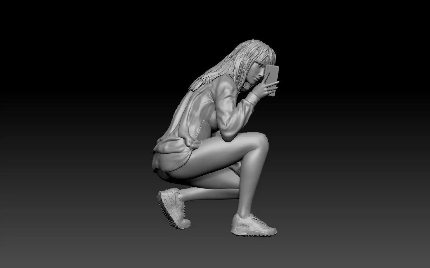 kneeling selfie girl