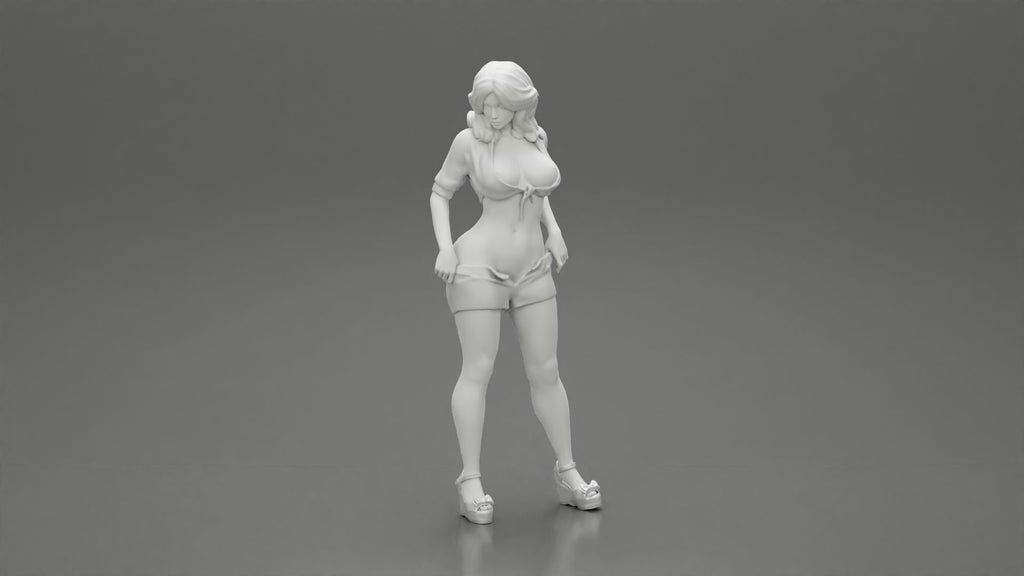 Woman undressing shorts