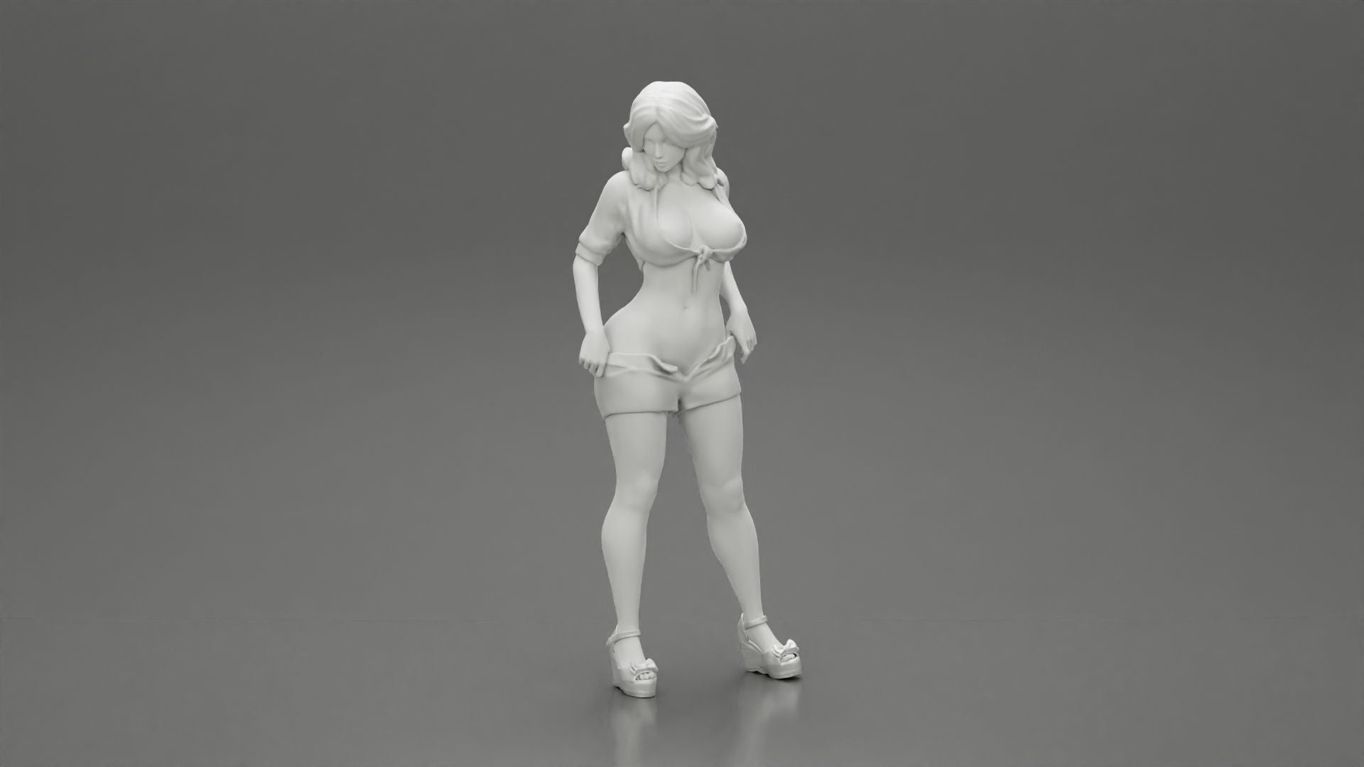 Woman undressing shorts