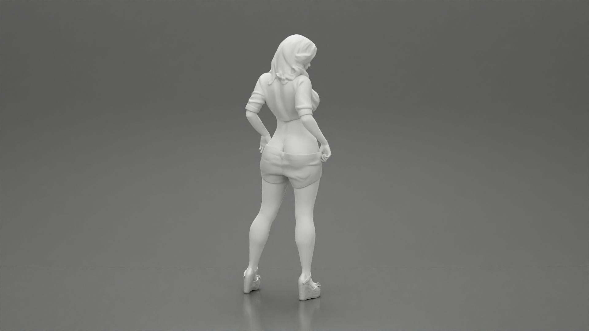 Woman undressing shorts